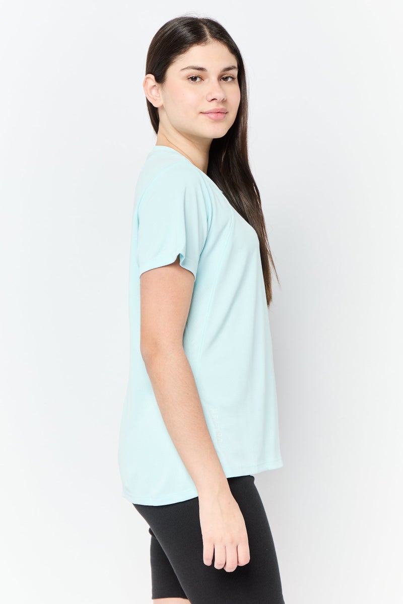 Adidas Women Sportswear Fit Short Sleeves Training T-Shirt, Turquoise - Image 2